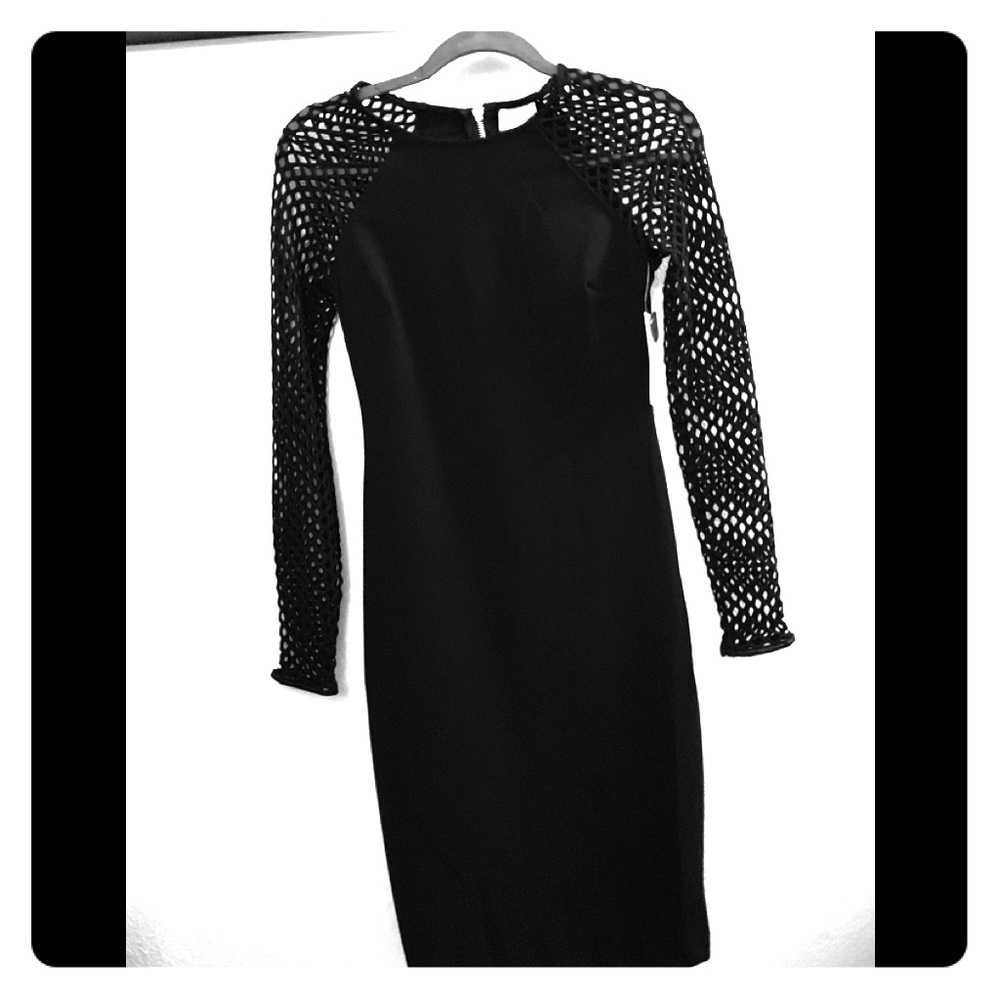 SEXY black with fishnet sleeves dress